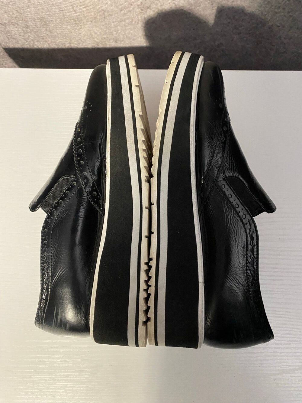 Silent D Salada Black Leather Platform Brogue Loafers Slip On Womens 37 US 6.5 - Picture 6 of 8